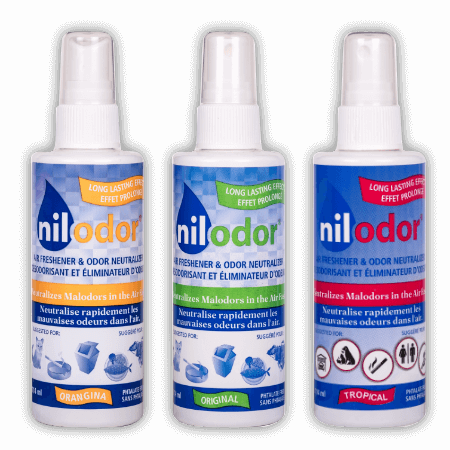 Nilodor spray, odour neutralizer and air freshner (Original, Orangina and Tropical)